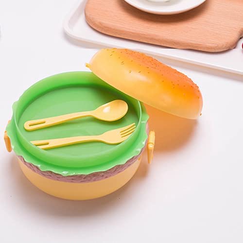 1 Pc Round Burger-Shaped Lunch Box – 3-Layer Container for School & Office