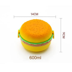 1 Pc Round Burger-Shaped Lunch Box – 3-Layer Container for School & Office