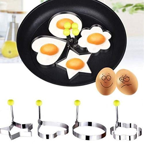 Pack of 4 Stainless Steel Egg Shapers – Star, Heart, Round, Flower