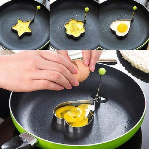 Pack of 4 Stainless Steel Egg Shapers – Star, Heart, Round, Flower