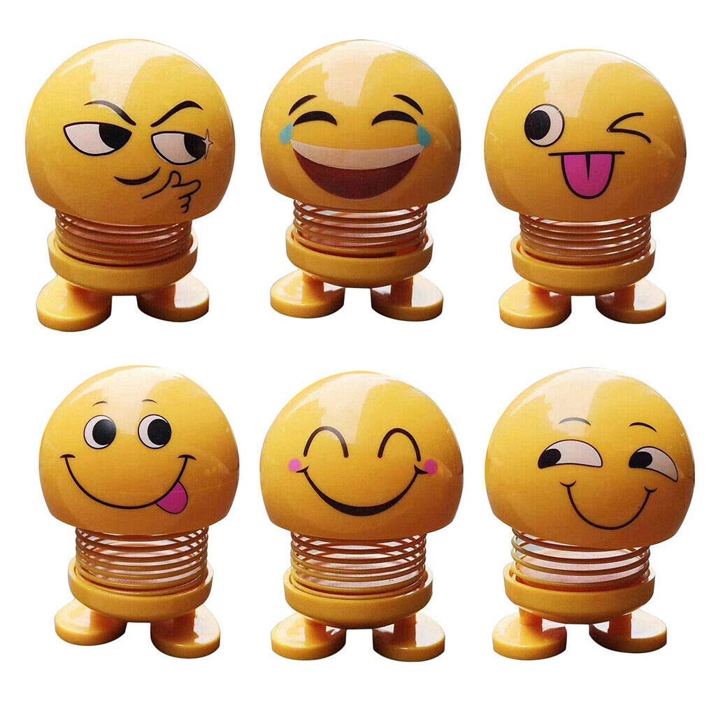 6 Pcs Cute Emoji Bobble Head Dolls – Fun Decor for Home & Car!