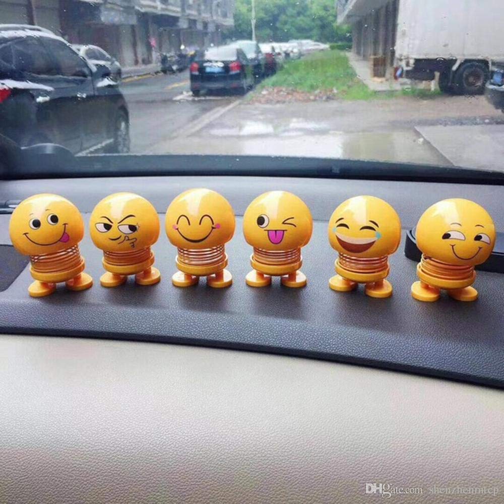 6 Pcs Cute Emoji Bobble Head Dolls – Fun Decor for Home & Car!