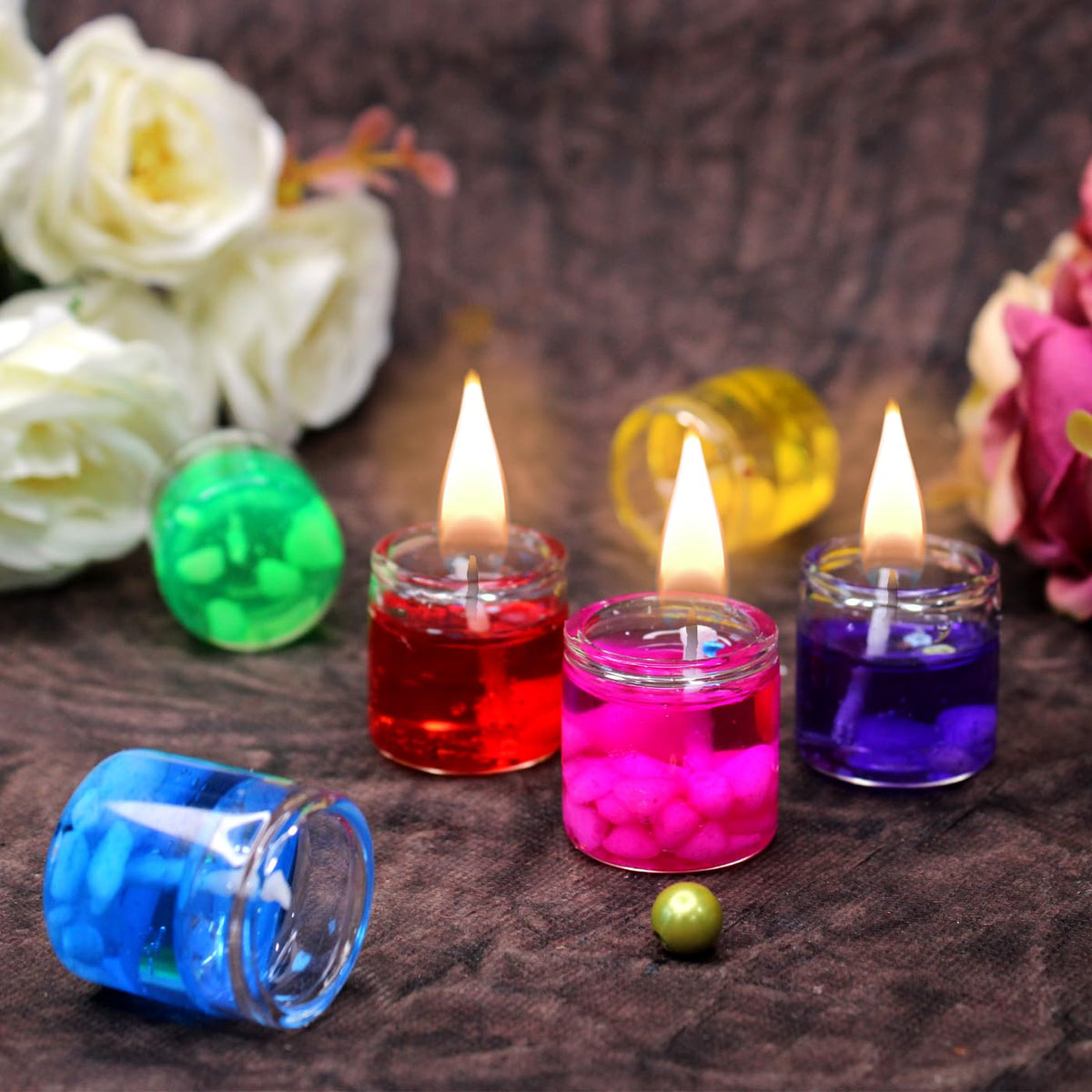 Set of 12 Smokeless Glass Jelly Candles – Mini Romantic Home Decor