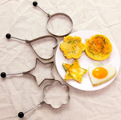 Pack of 4 Stainless Steel Egg Shapers – Star, Heart, Round, Flower